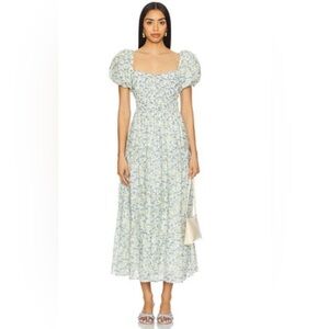 Florentina Dress in Cream Blue Floral
